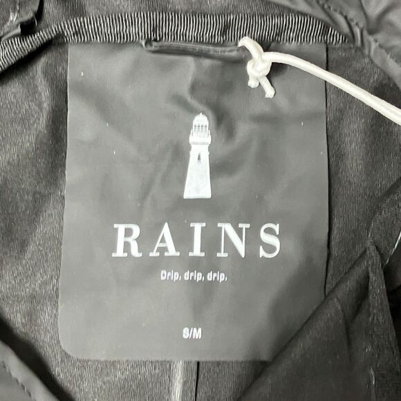 Rains Jacket Mens S/M Black Waterproof Long Jacket Hooded Lightweight Outerwear - Picture 5 of 14